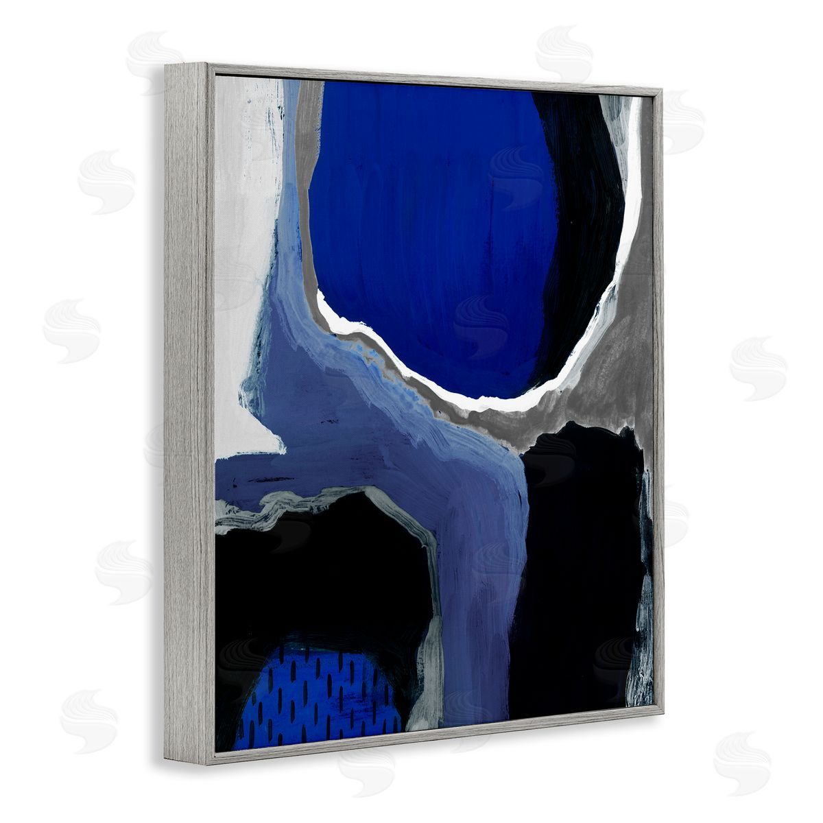 Abstract Cobalt Blue Design Grey Frame Print Wall Art, Home Decor by Studio W