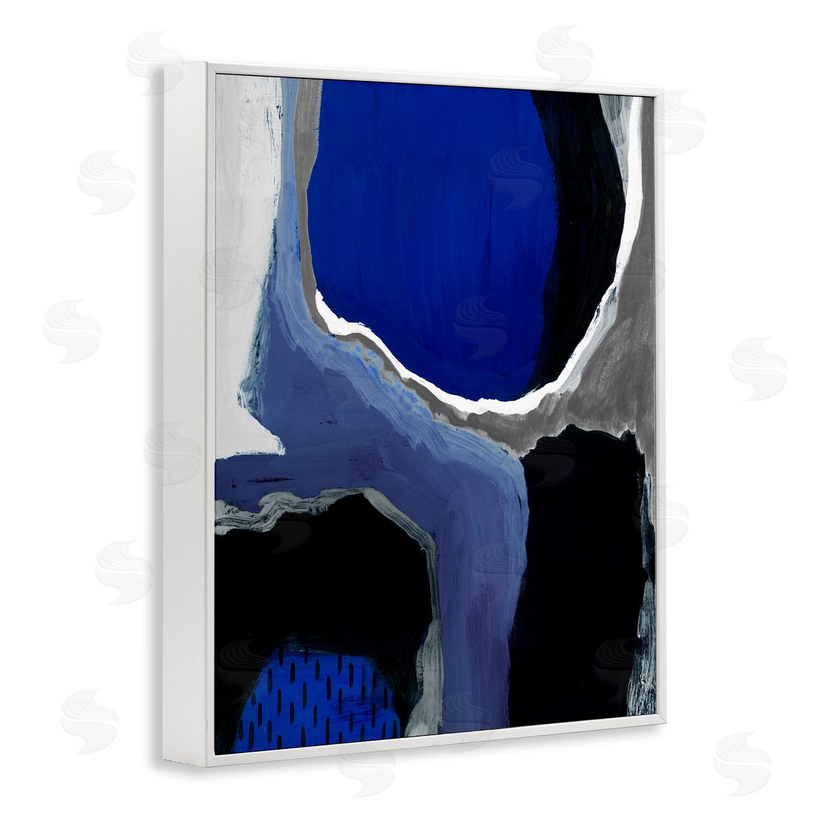 Abstract Cobalt Blue Design White Frame Print Wall Art, Home Decor by Studio W