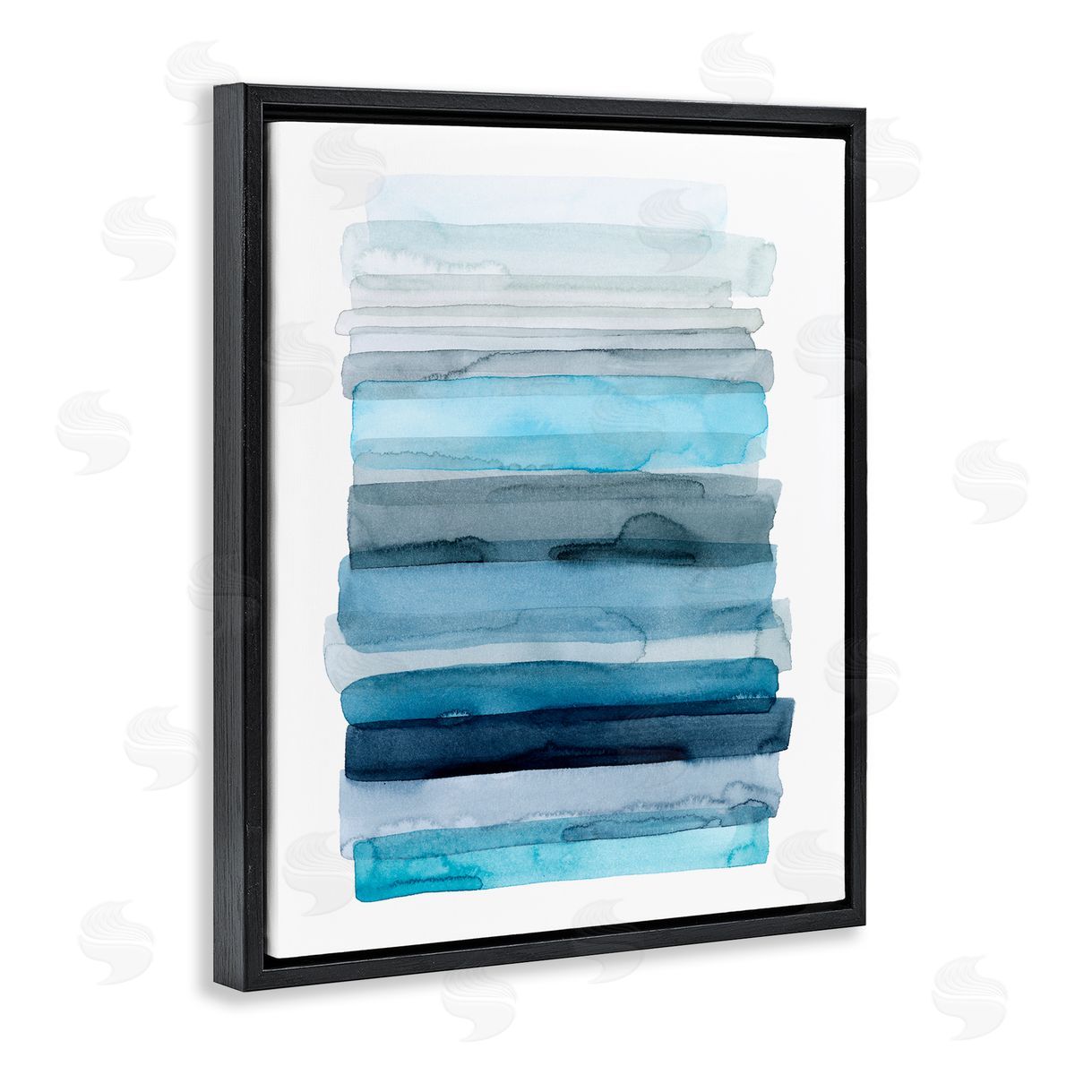 Water Inspired Blue Ombre Black Floating Frame Canvas Wall Art, Home Decor by Grace Popp