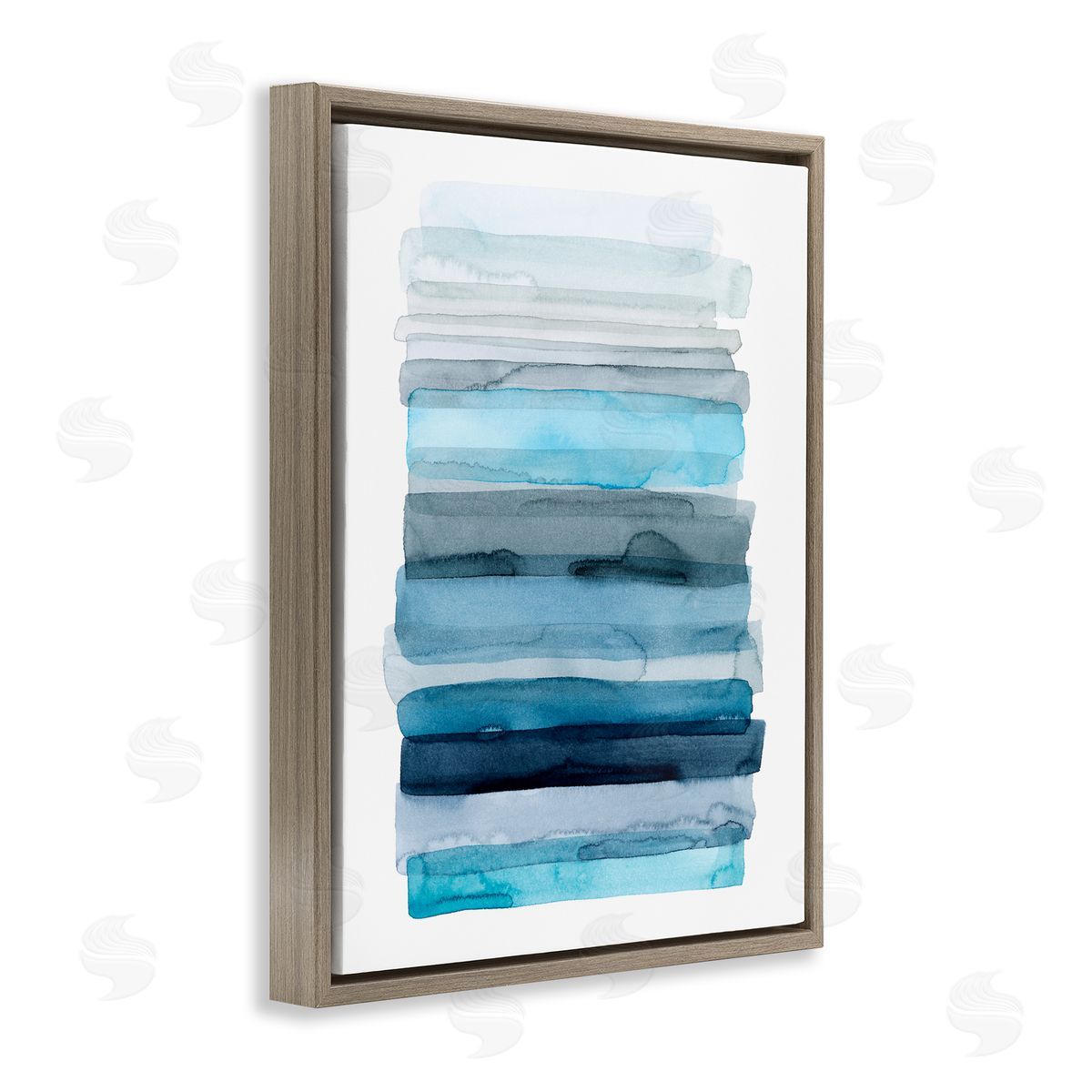 Water Inspired Blue Ombre Brown Floating Frame Canvas Wall Art, Home Decor by Grace Popp