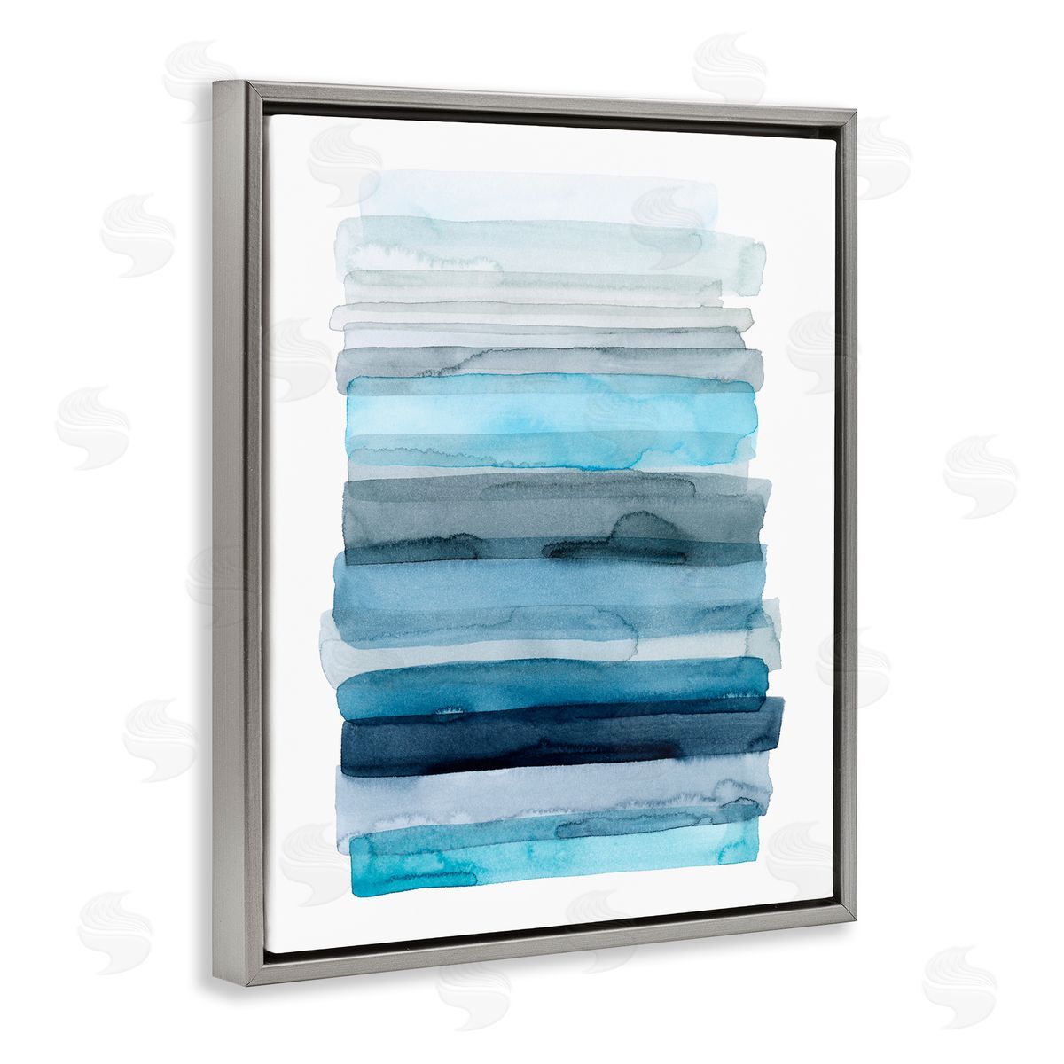 Water Inspired Blue Ombre Grey Floating Frame Canvas Wall Art, Home Decor by Grace Popp