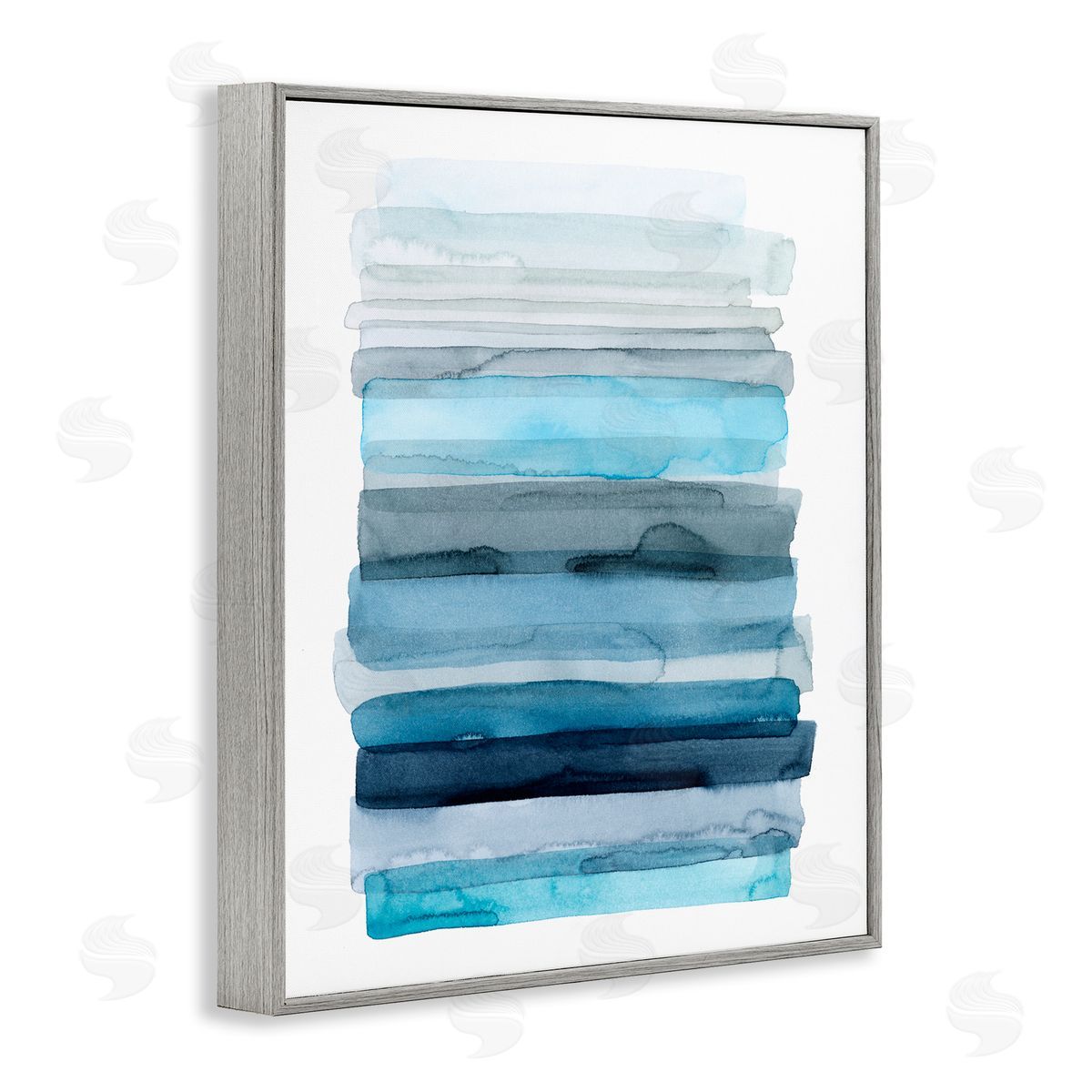 Water Inspired Blue Ombre Grey Frame Print Wall Art, Home Decor by Grace Popp