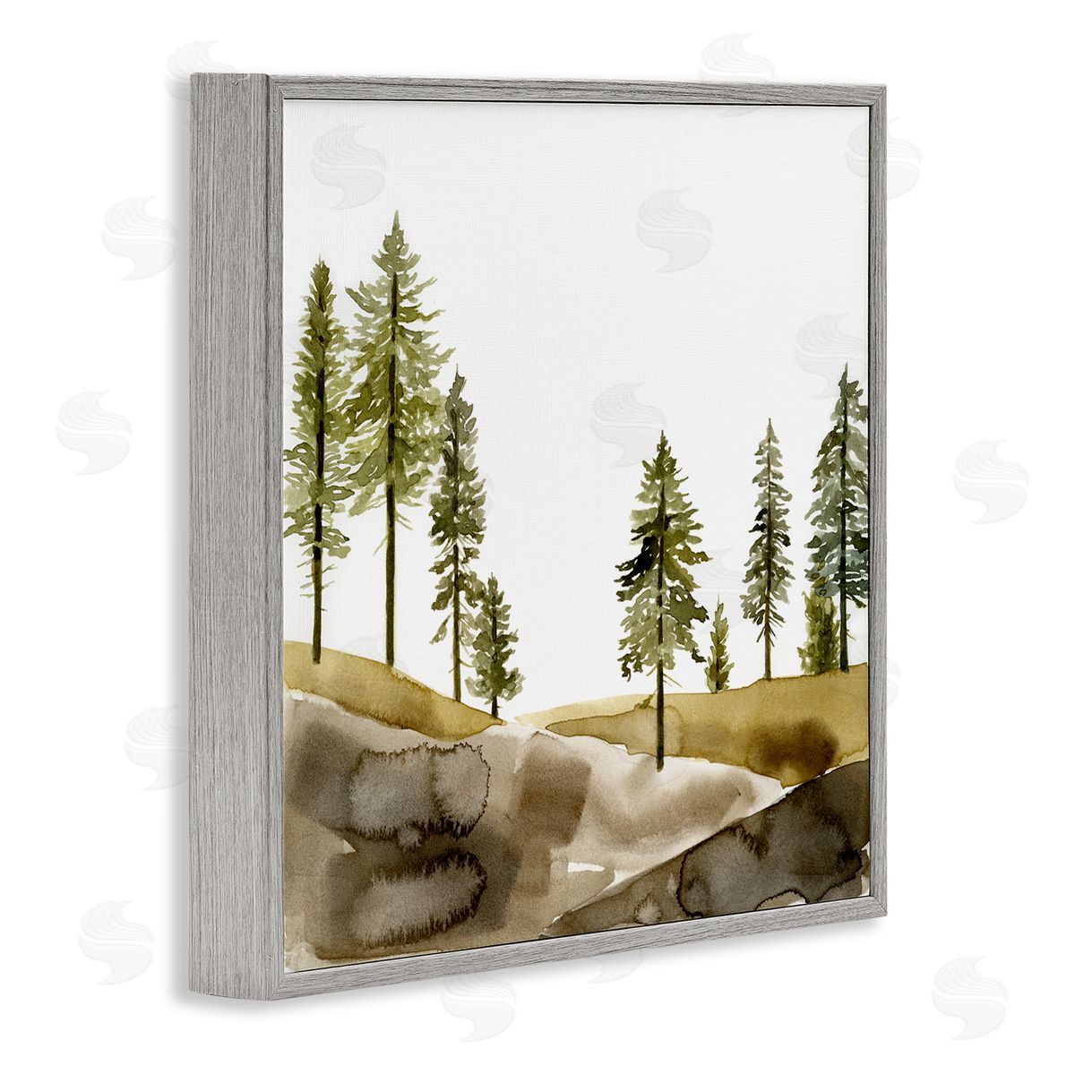 Pine Tree Forest Landscape Grey Frame Print Wall Art, Home Decor by Jacob Green