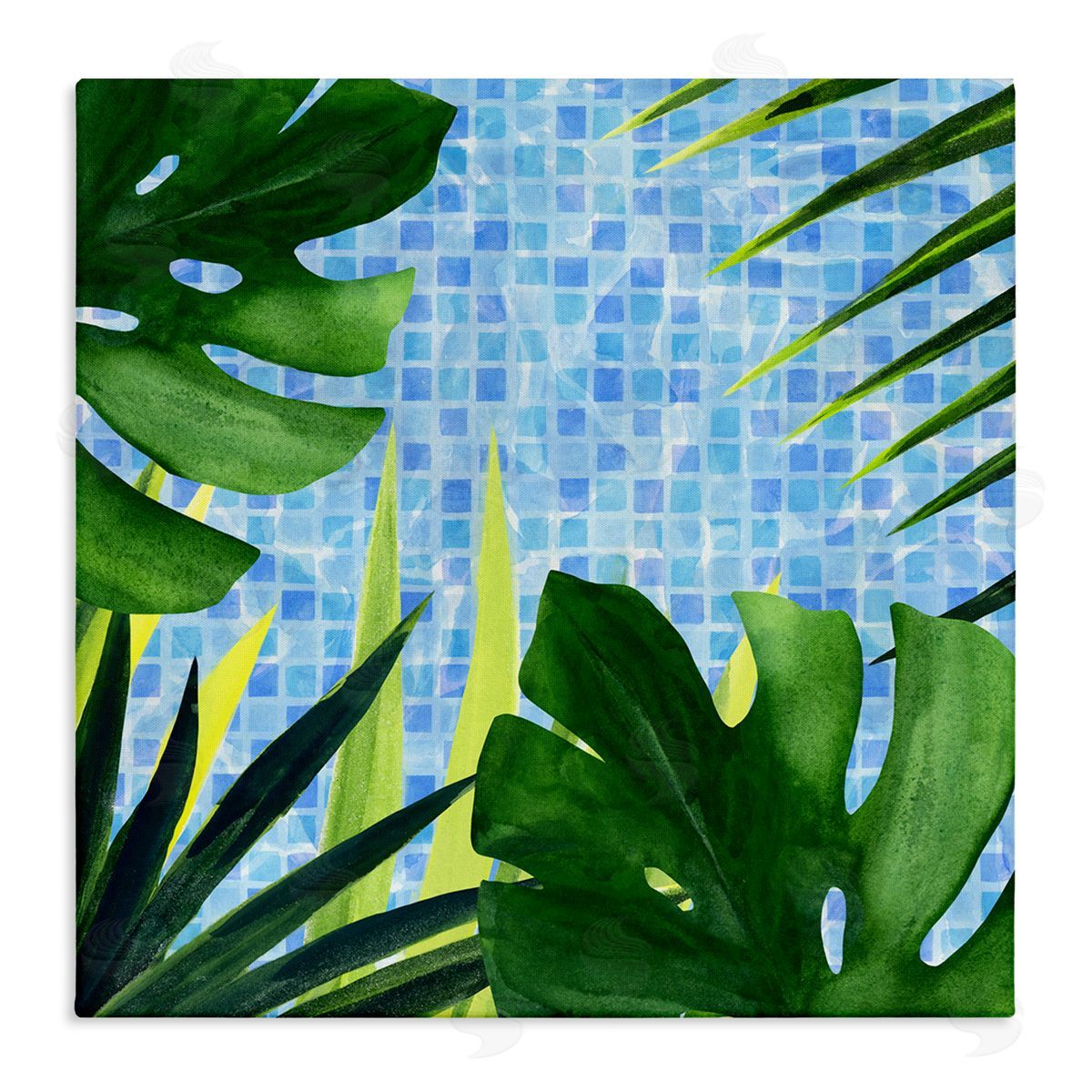 Tropical Poolside Plant Fronds Canvas Wall Art, Home Decor by Annie Warren