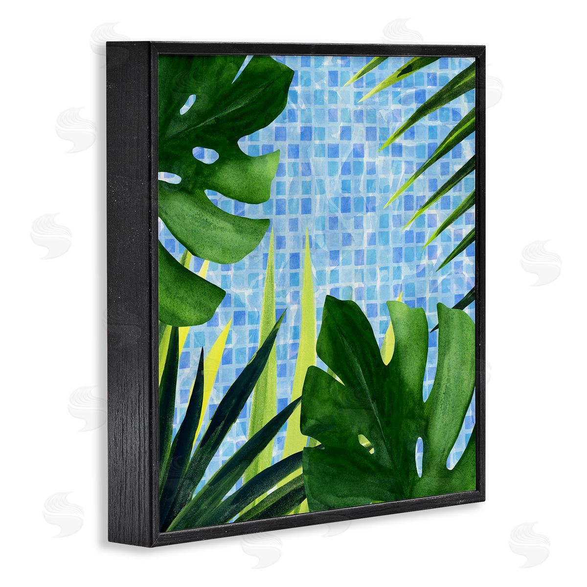 Tropical Poolside Plant Fronds Black Frame Print Wall Art, Home Decor by Annie Warren