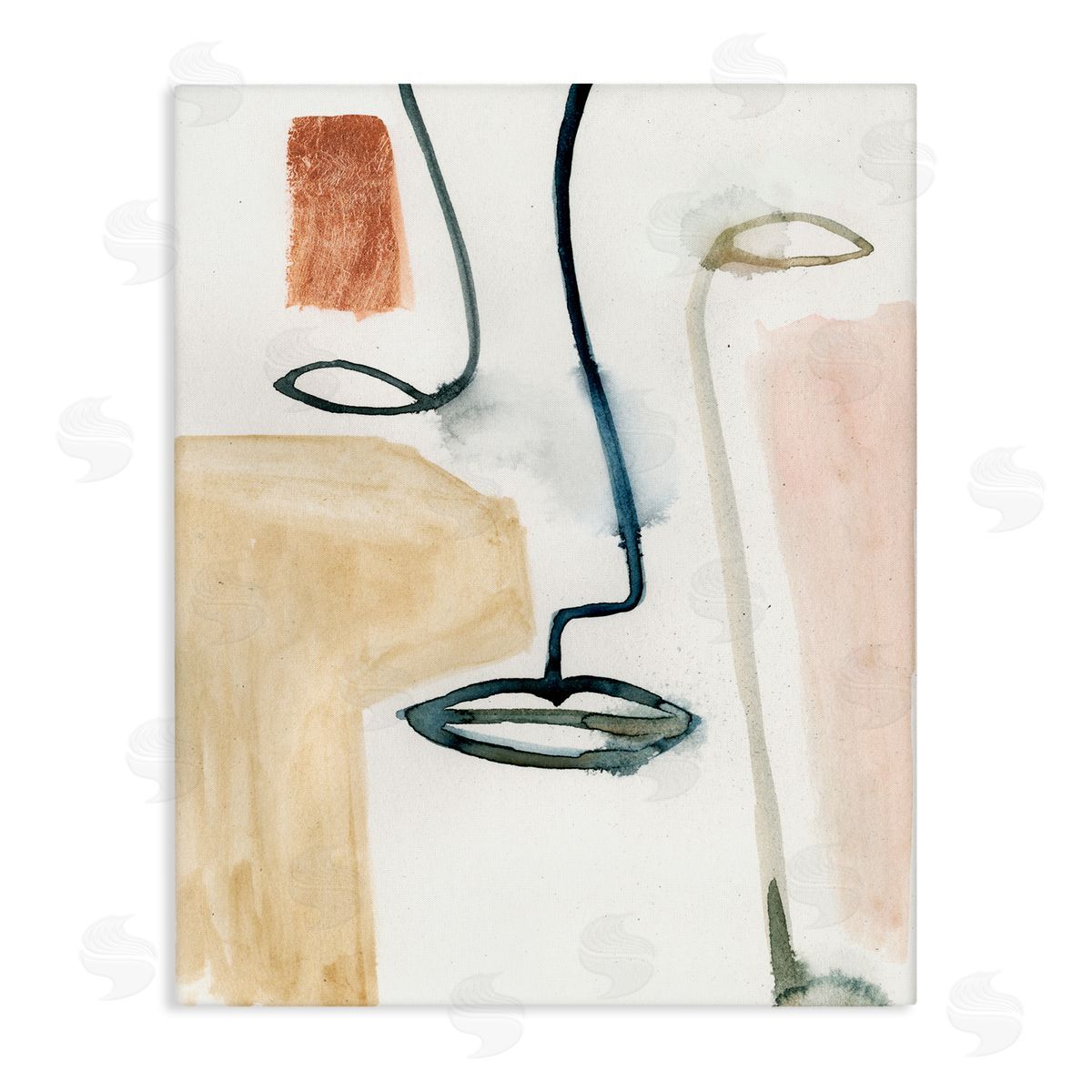 Abstract Line and Color Block Portrait Canvas Wall Art, Home Decor by Victoria Barnes