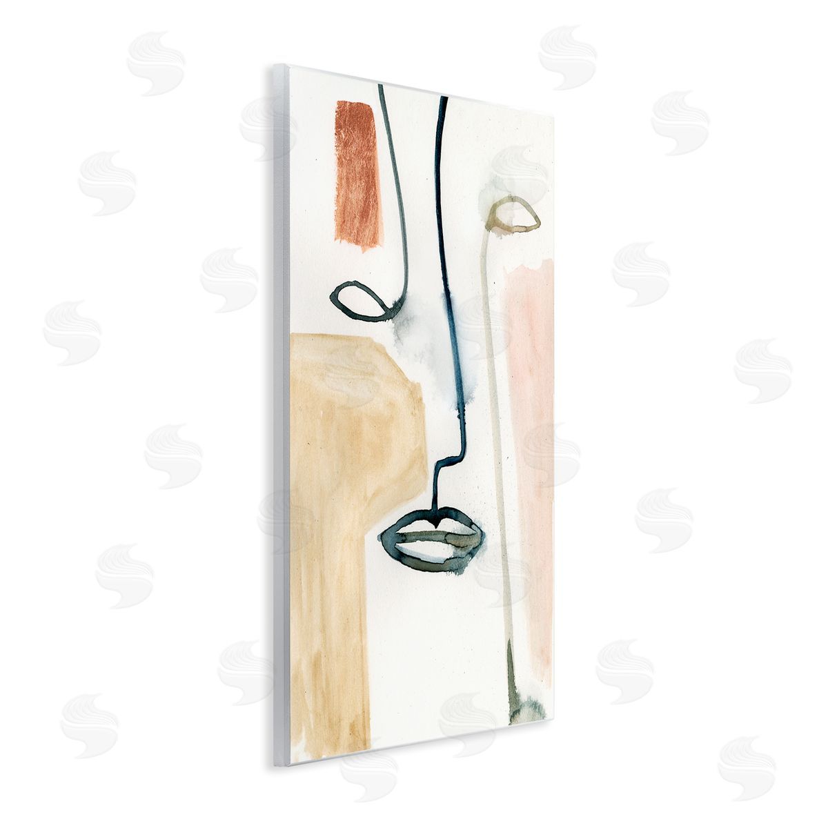 Abstract Line and Color Block Portrait Wood Plaque Wall Art, Home Decor by Victoria Barnes