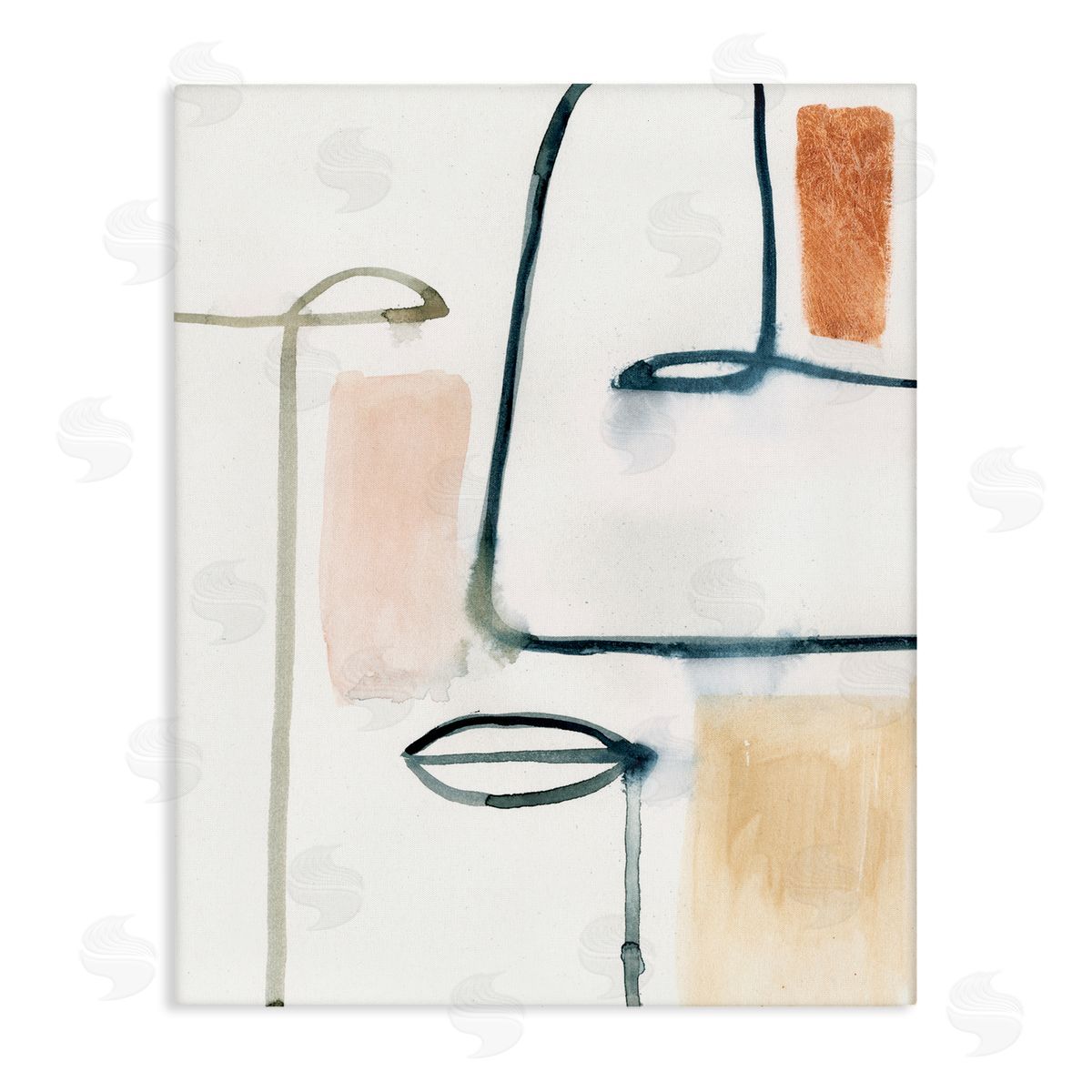 Abstract Collor Block and Line Portrait Canvas Wall Art, Home Decor by Victoria Barnes