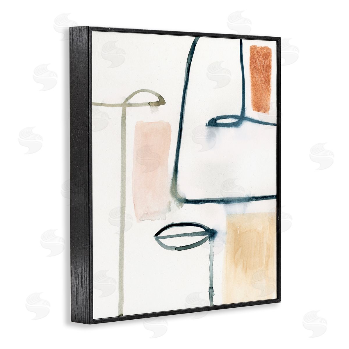 Abstract Collor Block and Line Portrait Black Frame Print Wall Art, Home Decor by Victoria Barnes