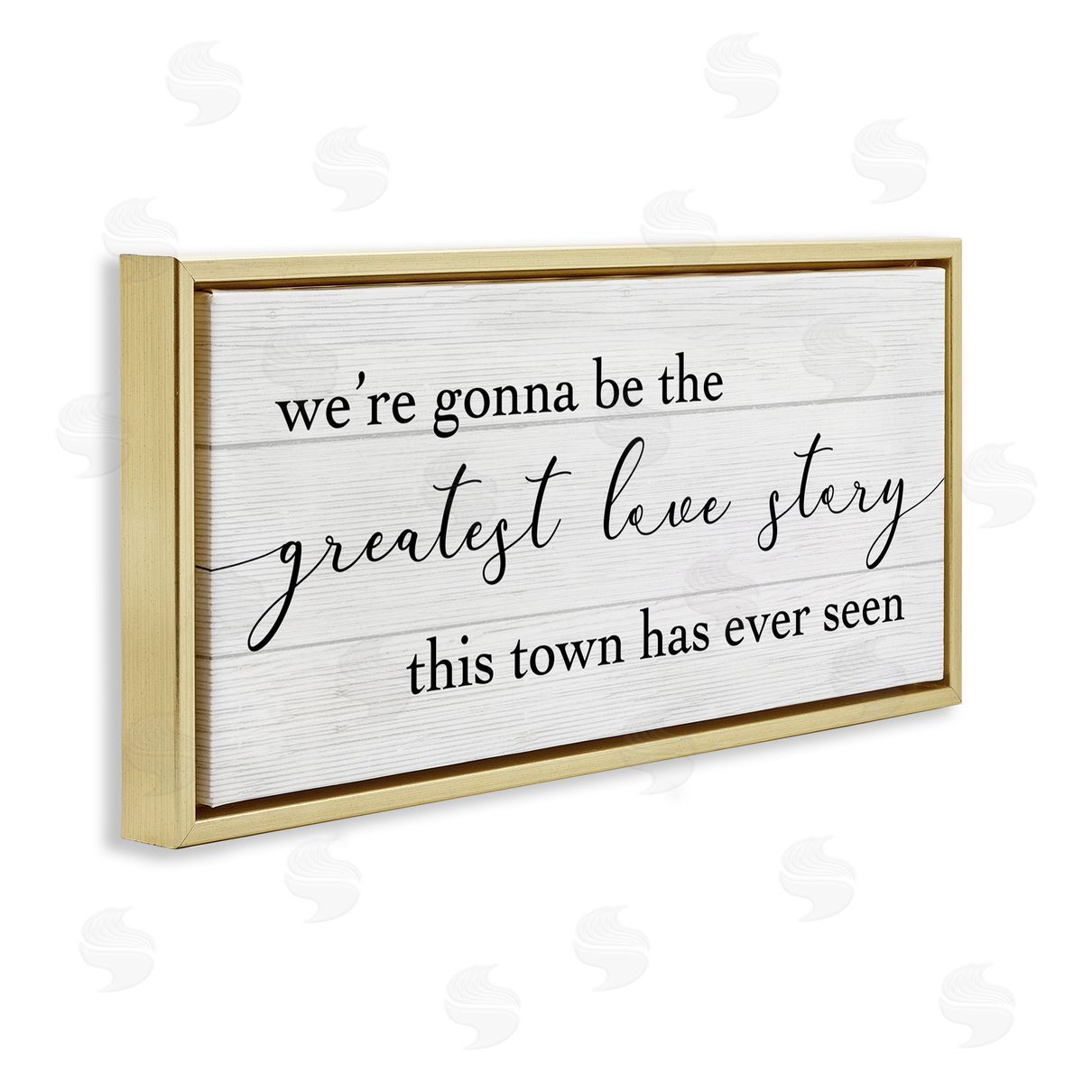 Greatest Love Story in Town Gold Floating Frame Canvas Wall Art, Home Decor by Stupell Studio