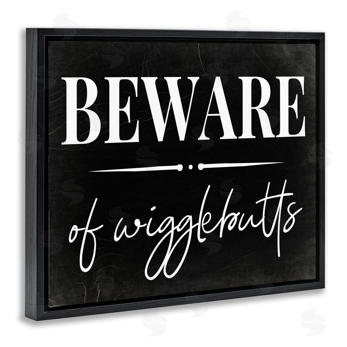 Beware of Wigglebutts Sign Black Floating Frame Canvas Wall Art, Home Decor by Stupell Studio