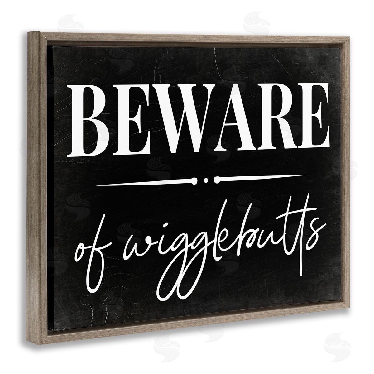 Beware of Wigglebutts Sign Brown Floating Frame Canvas Wall Art, Home Decor by Stupell Studio