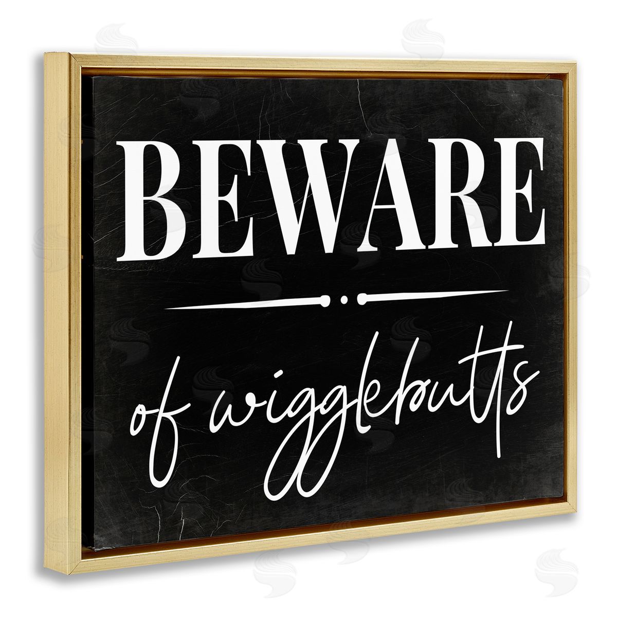 Beware of Wigglebutts Sign Gold Floating Frame Canvas Wall Art, Home Decor by Stupell Studio