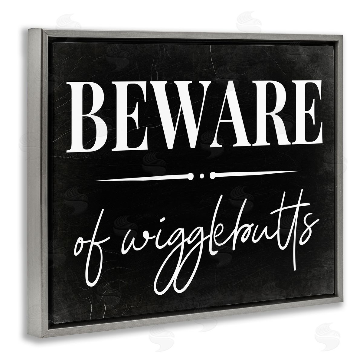 Beware of Wigglebutts Sign Grey Floating Frame Canvas Wall Art, Home Decor by Stupell Studio