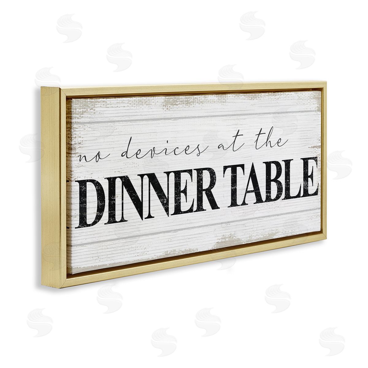 No Devices at Dinner Table Gold Floating Frame Canvas Wall Art, Home Decor by Stupell Studio