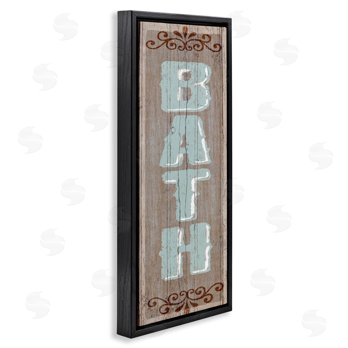 Rustic Charm Bath Sign Black Floating Frame Canvas Wall Art, Home Decor by Art Licensing Studio