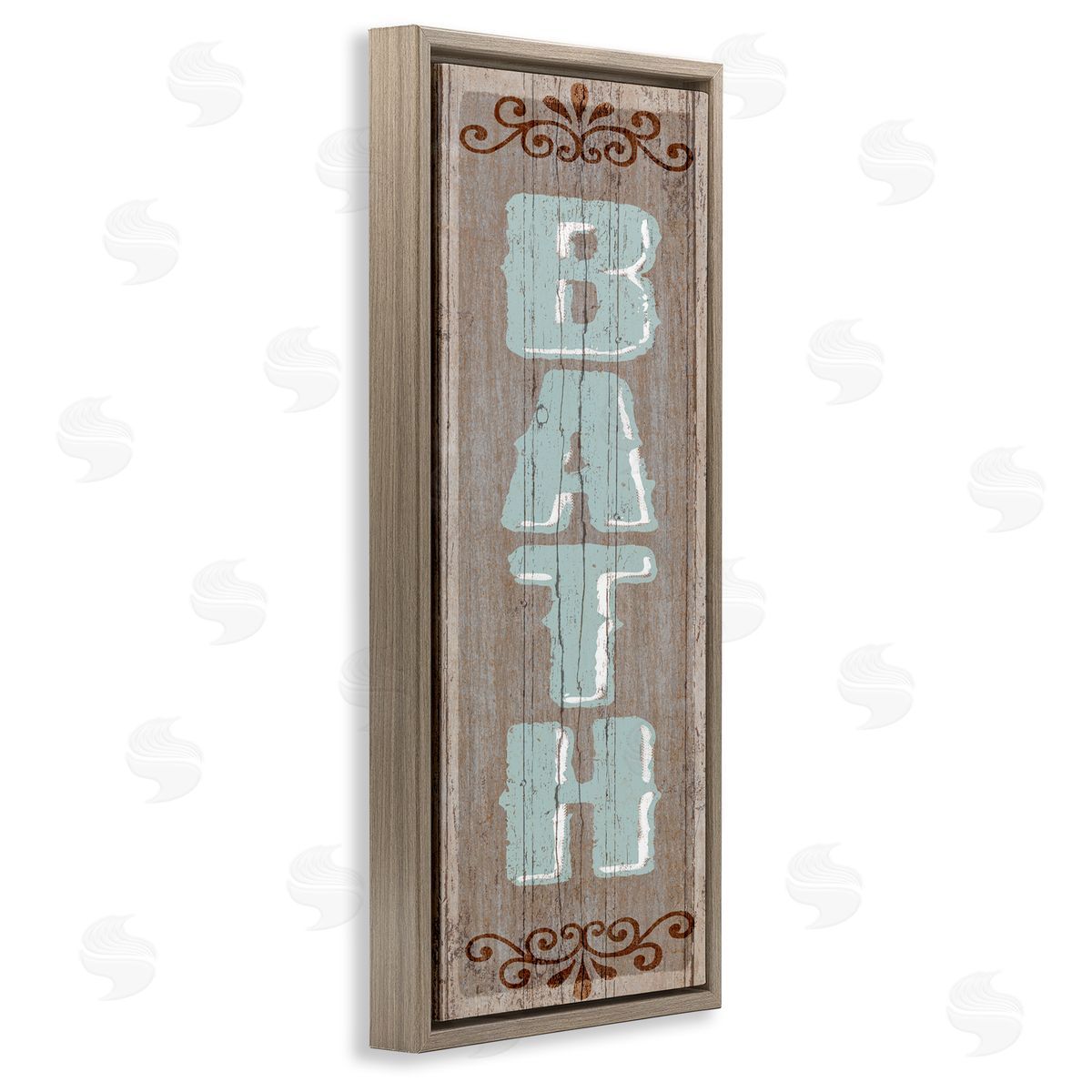 Rustic Charm Bath Sign Brown Floating Frame Canvas Wall Art, Home Decor by Art Licensing Studio