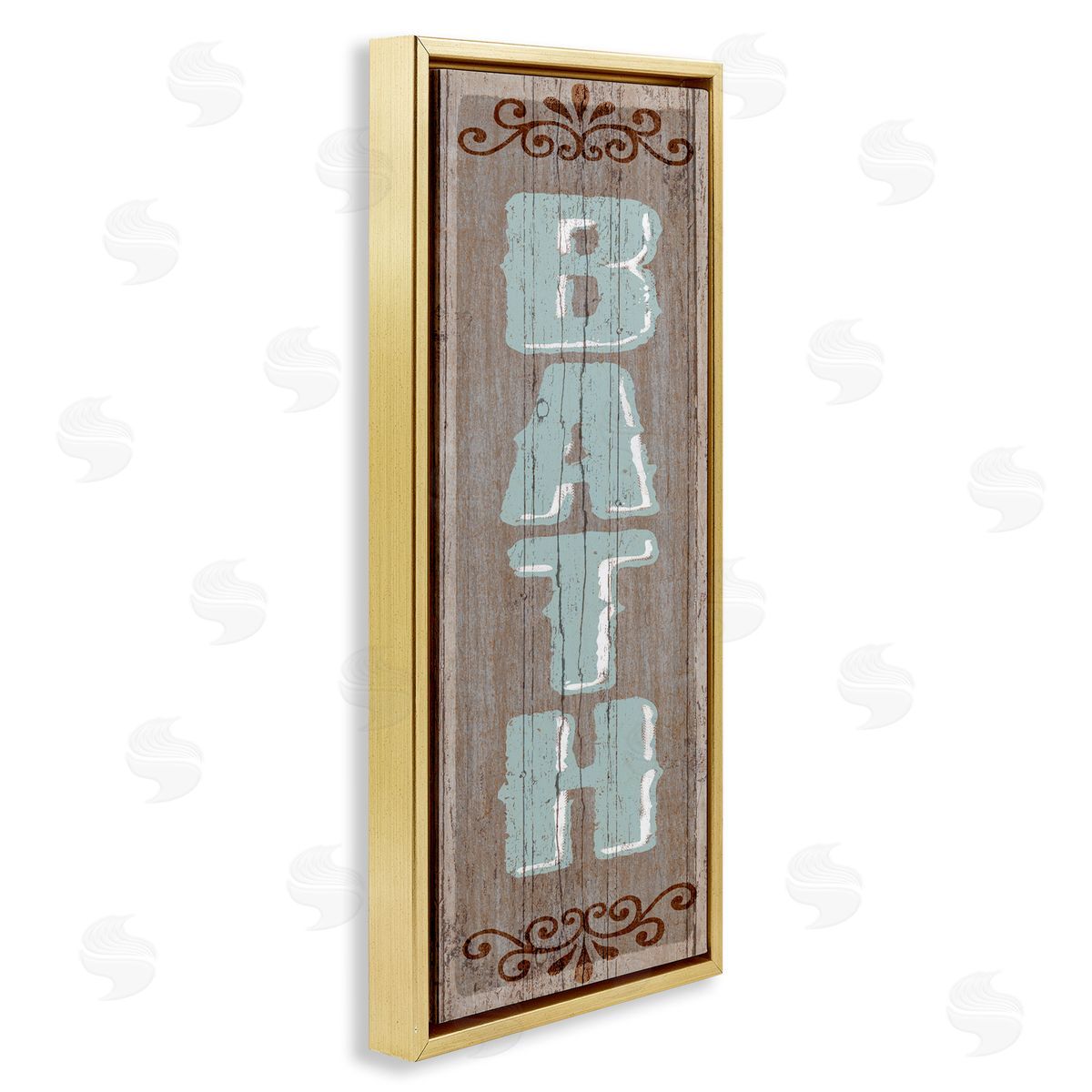 Rustic Charm Bath Sign Gold Floating Frame Canvas Wall Art, Home Decor by Art Licensing Studio