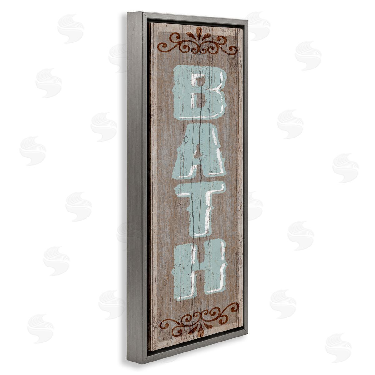 Rustic Charm Bath Sign Grey Floating Frame Canvas Wall Art, Home Decor by Art Licensing Studio