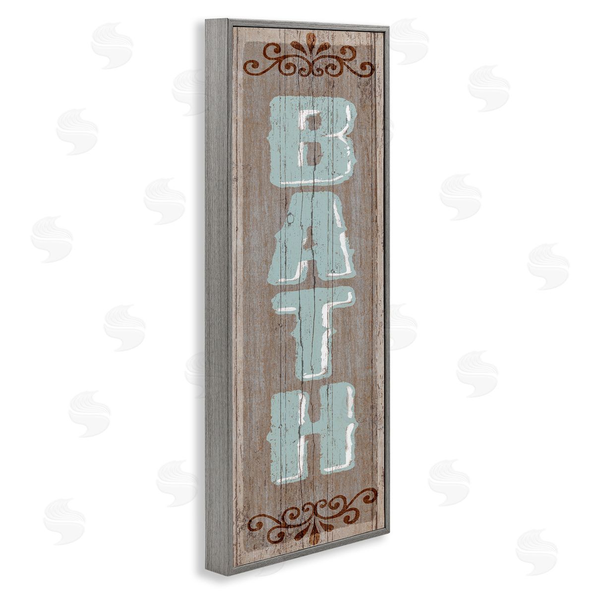 Rustic Charm Bath Sign Grey Frame Print Wall Art, Home Decor by Art Licensing Studio