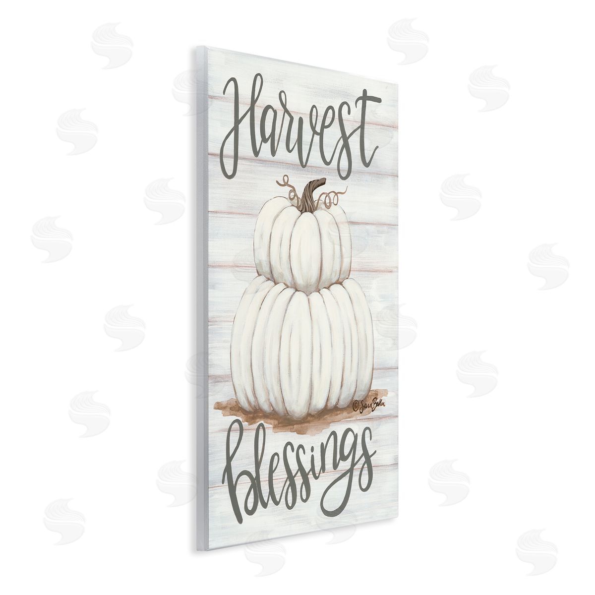Harvest Belssings White Pumpkins Wood Plaque Wall Art, Home Decor by Sarah Baker