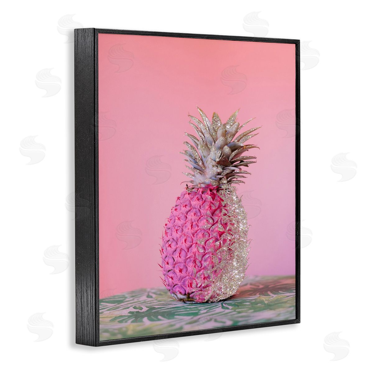 Pink Glam Disco Pineapple Black Frame Print Wall Art, Home Decor by Ziwei Li