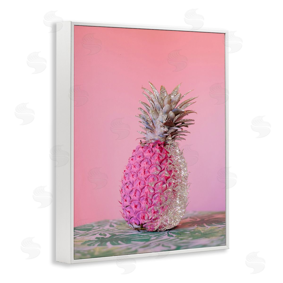 Pink Glam Disco Pineapple White Frame Print Wall Art, Home Decor by Ziwei Li