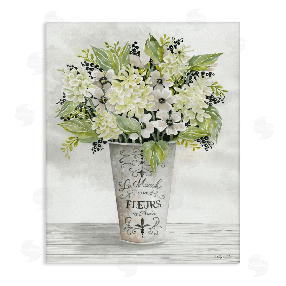 French Floral Greenery Bouquet Canvas Wall Art, Home Decor by Cindy Jacobs