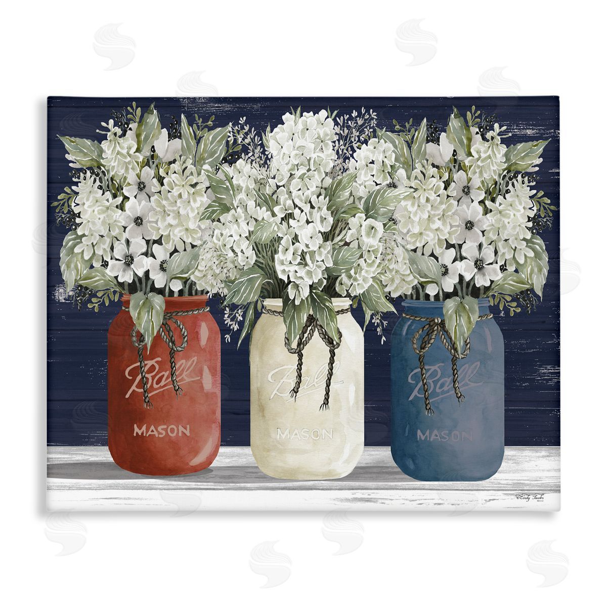 Americana Floral Bouquets Canvas Wall Art, Home Decor by Cindy Jacobs