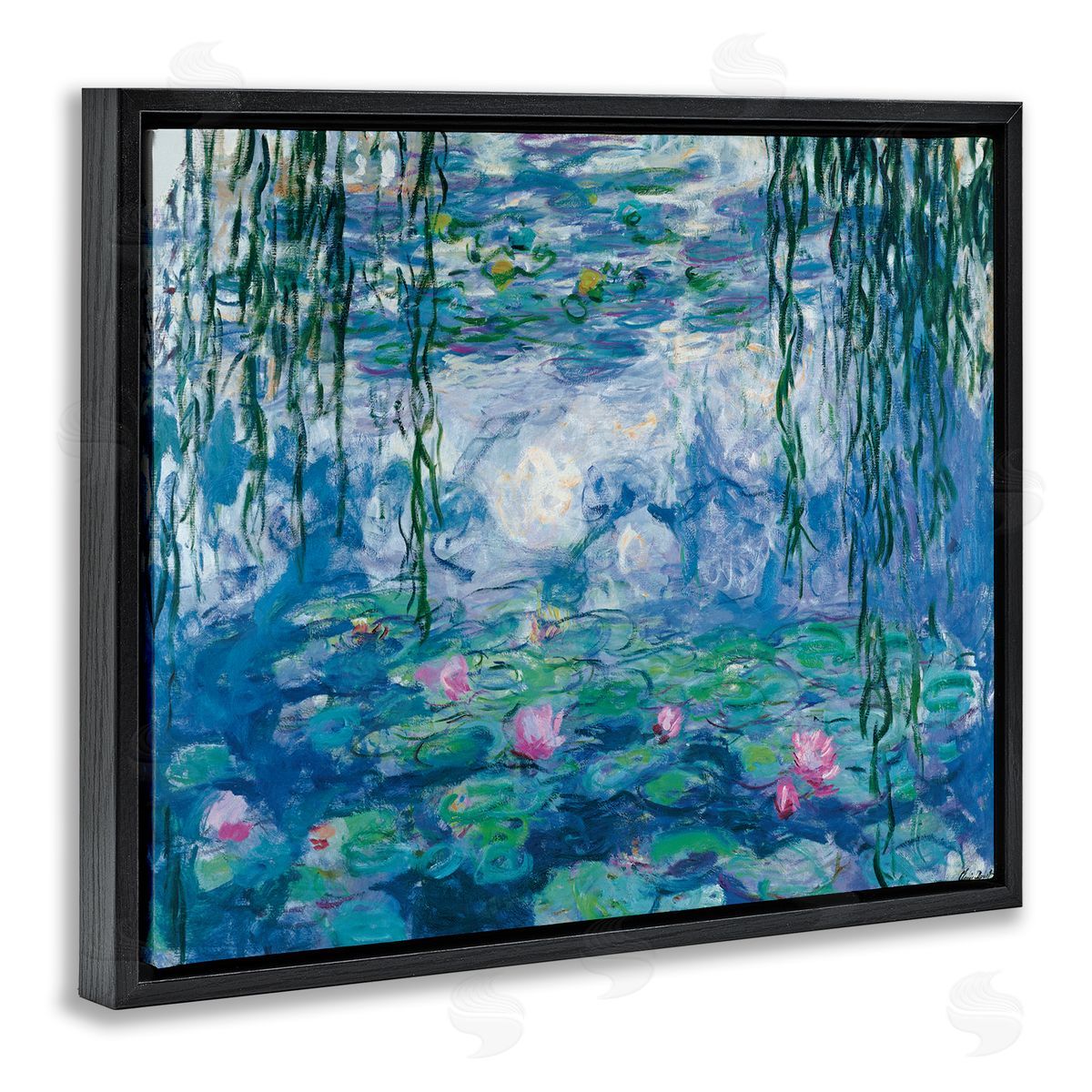 Nympheas Classical Painting Black Floating Frame Canvas Wall Art, Home Decor by Claude Monet