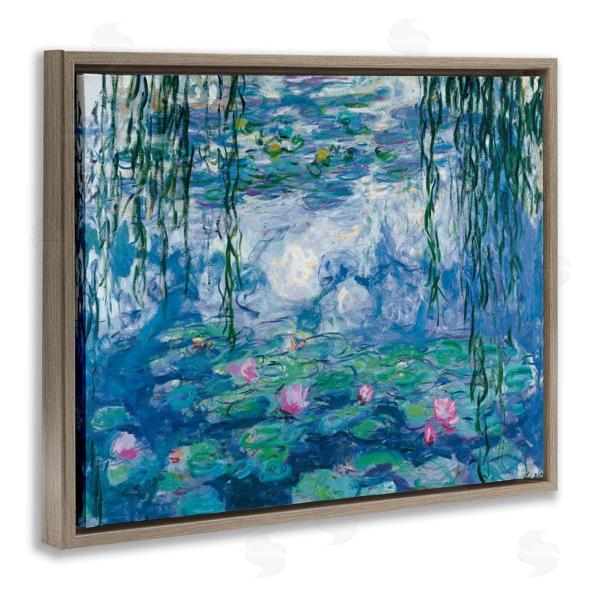 Nympheas Classical Painting Brown Floating Frame Canvas Wall Art, Home Decor by Claude Monet