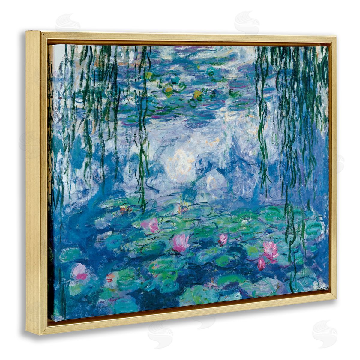 Nympheas Classical Painting Gold Floating Frame Canvas Wall Art, Home Decor by Claude Monet