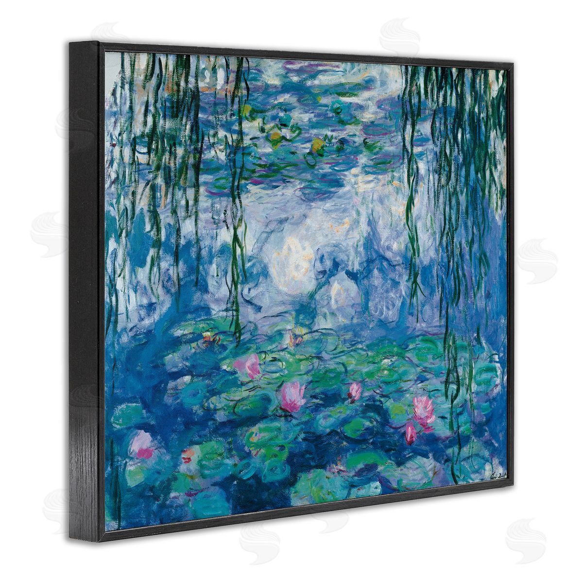 Nympheas Classical Painting Black Frame Print Wall Art, Home Decor by Claude Monet