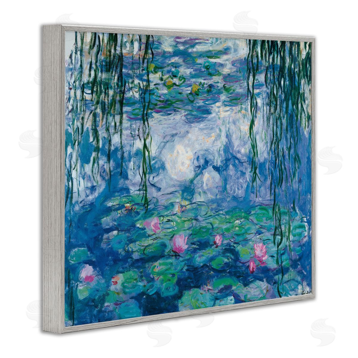 Nympheas Classical Painting Grey Frame Print Wall Art, Home Decor by Claude Monet