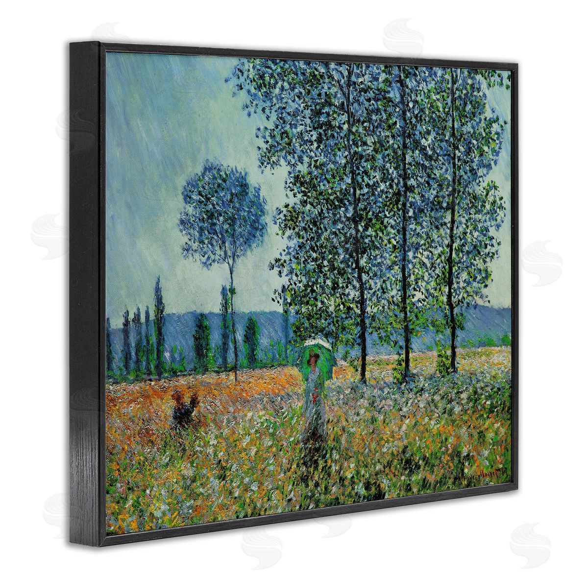 Felder im Fruhling Classical Black Frame Print Wall Art, Home Decor by Claude Monet