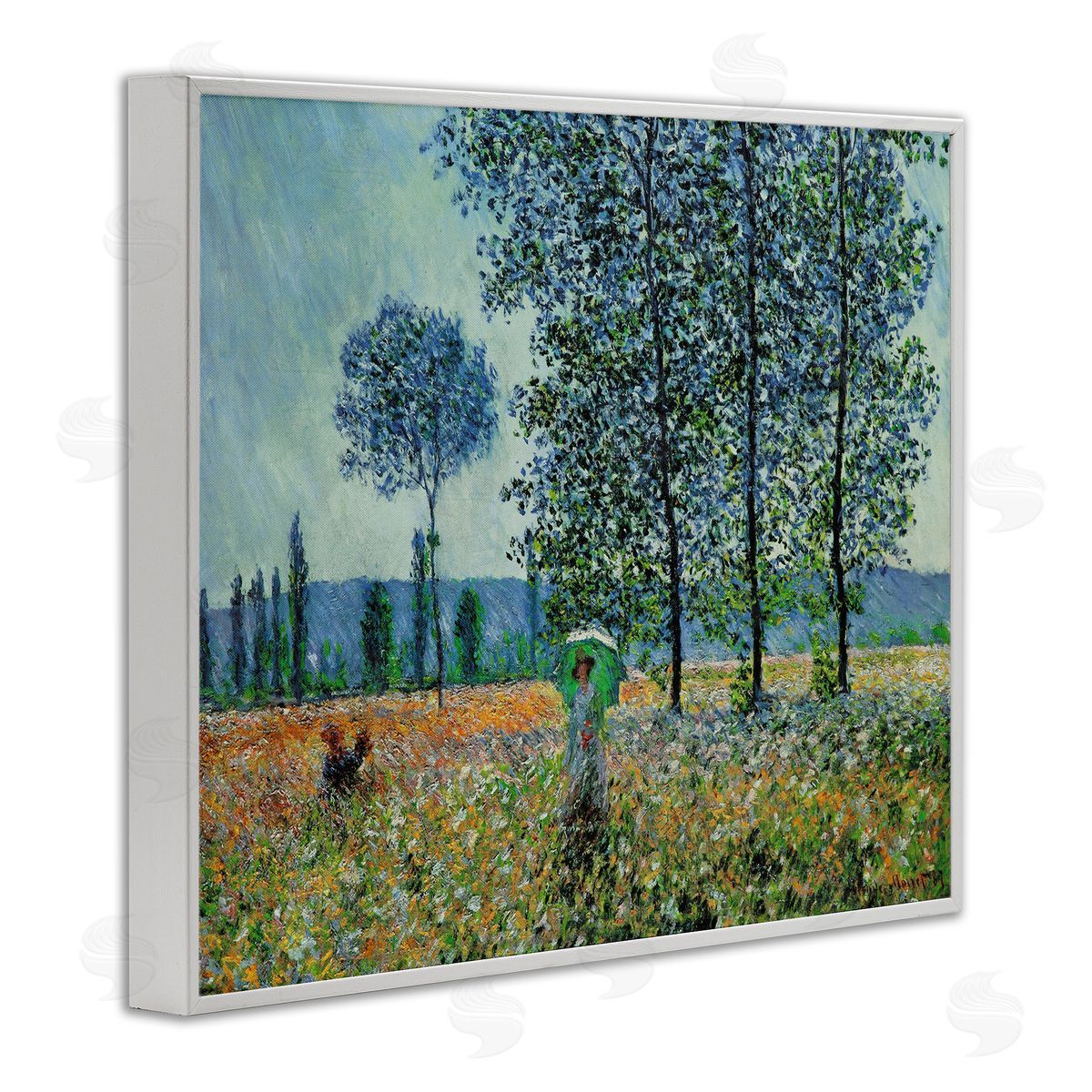 Felder im Fruhling Classical White Frame Print Wall Art, Home Decor by Claude Monet