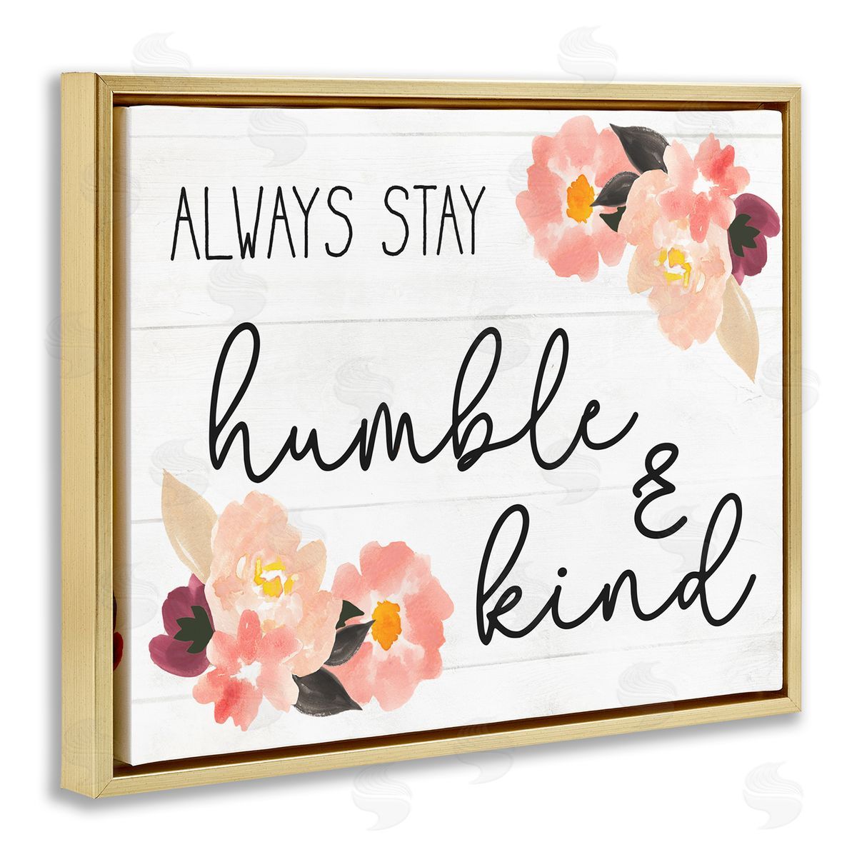 Always Stay Humble and Kind Gold Floating Frame Canvas Wall Art, Home Decor by Stupell Studio
