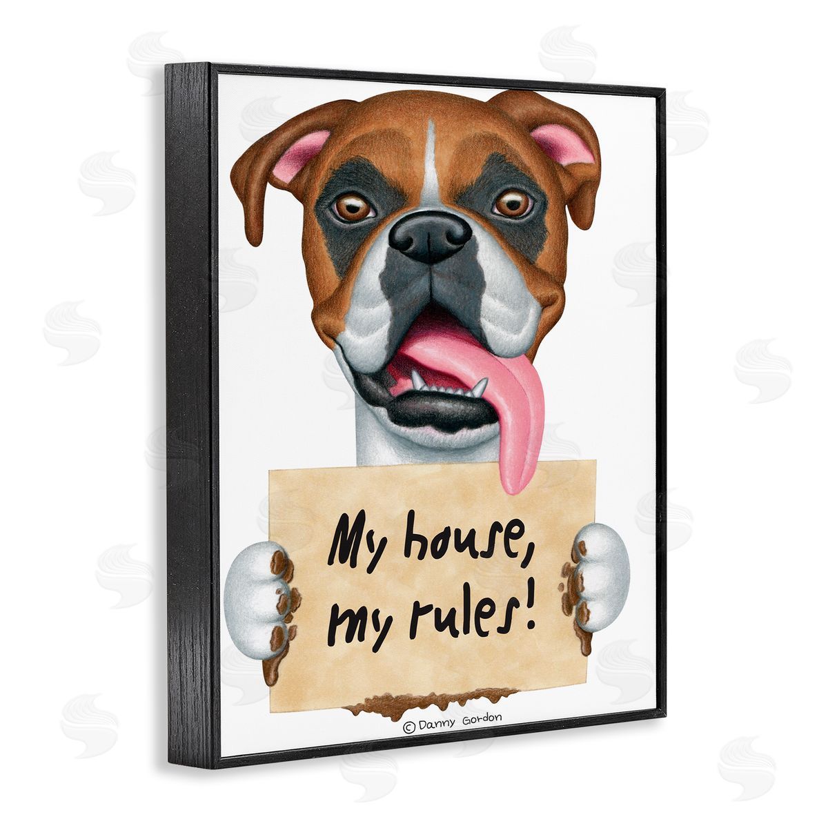 My House My Rules Dog Black Frame Print Wall Art, Home Decor by Danny Gordan