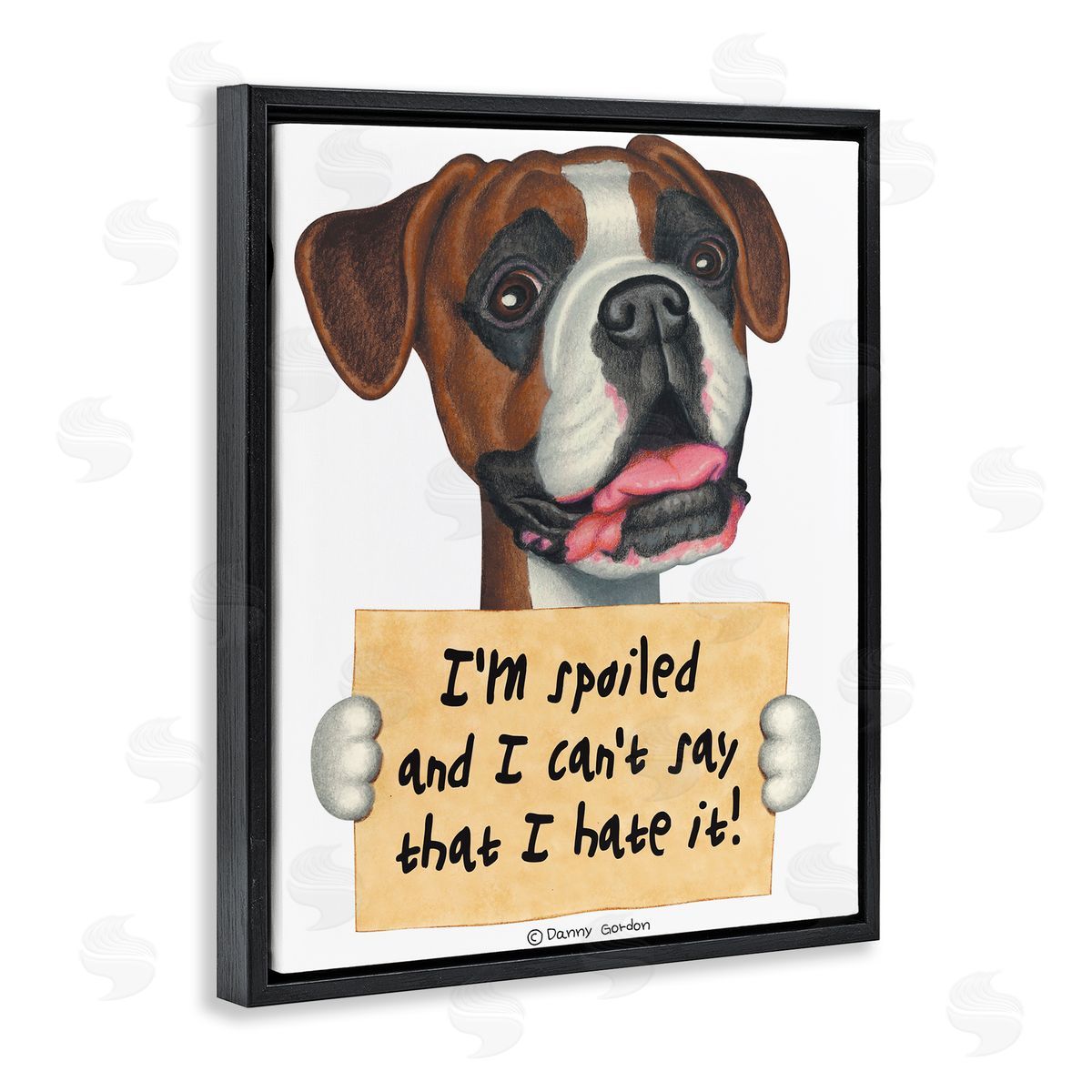 Funny Spoiled Dog Phrase Black Floating Frame Canvas Wall Art, Home Decor by Danny Gordan