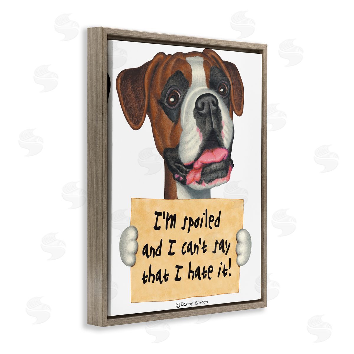 Funny Spoiled Dog Phrase Brown Floating Frame Canvas Wall Art, Home Decor by Danny Gordan
