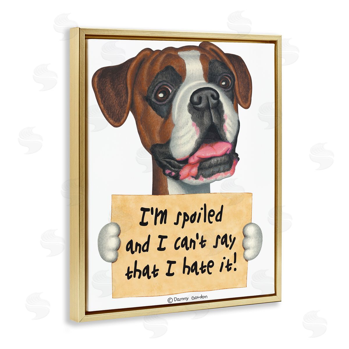 Funny Spoiled Dog Phrase Gold Floating Frame Canvas Wall Art, Home Decor by Danny Gordan