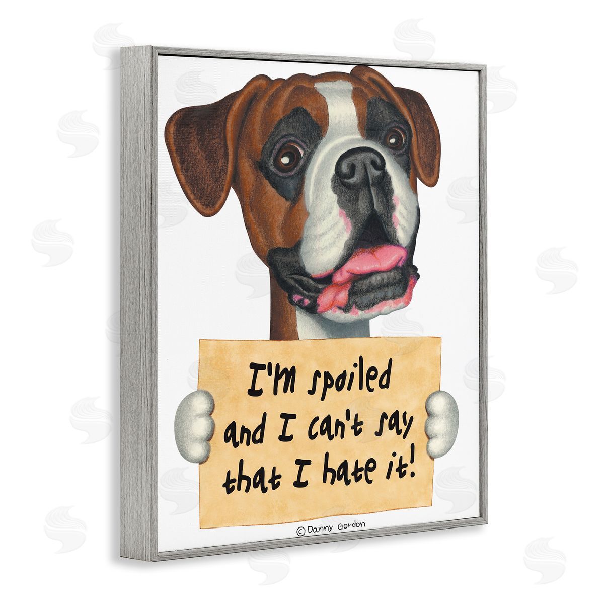 Funny Spoiled Dog Phrase Grey Frame Print Wall Art, Home Decor by Danny Gordan