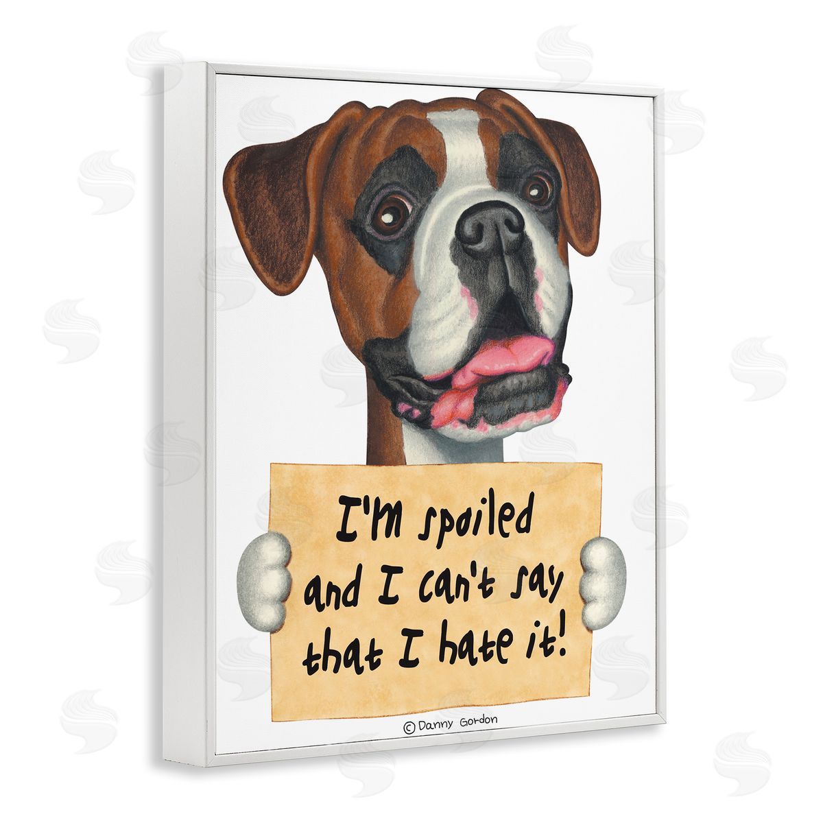 Funny Spoiled Dog Phrase White Frame Print Wall Art, Home Decor by Danny Gordan