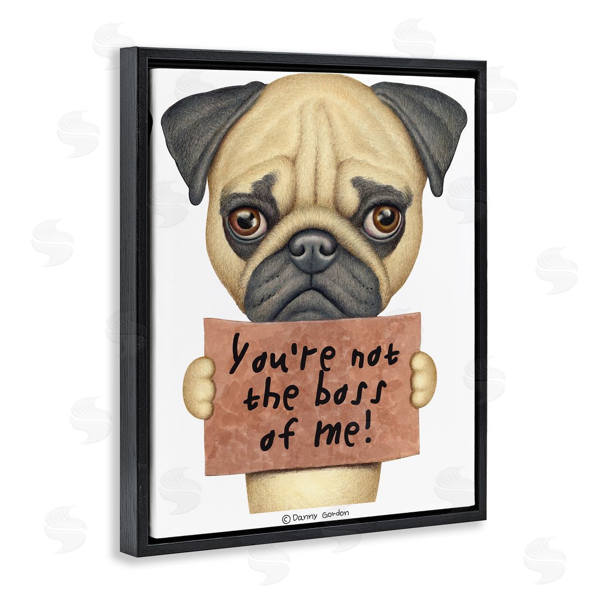 Not the Boss of Me Dog Phrase Black Floating Frame Canvas Wall Art, Home Decor by Danny Gordan