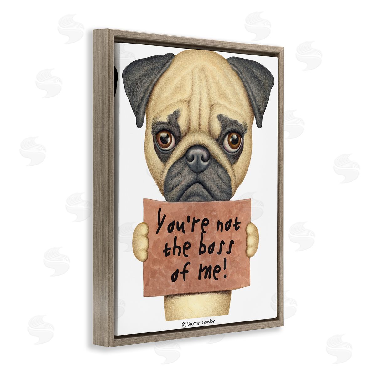 Not the Boss of Me Dog Phrase Brown Floating Frame Canvas Wall Art, Home Decor by Danny Gordan