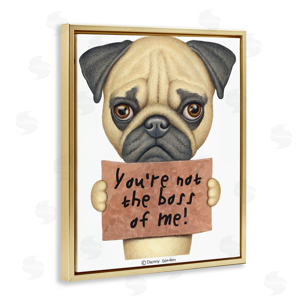 Not the Boss of Me Dog Phrase Gold Floating Frame Canvas Wall Art, Home Decor by Danny Gordan