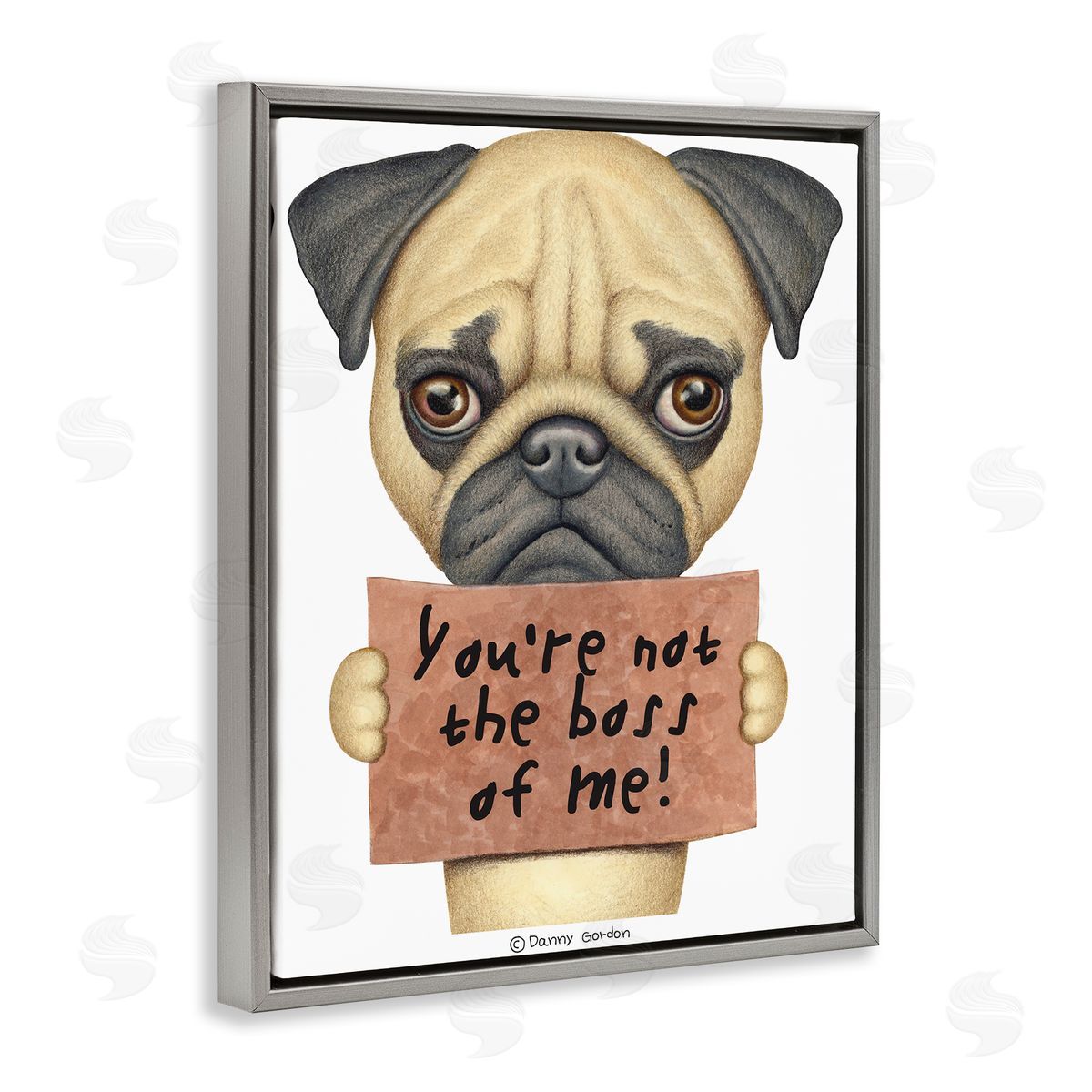 Not the Boss of Me Dog Phrase Grey Floating Frame Canvas Wall Art, Home Decor by Danny Gordan