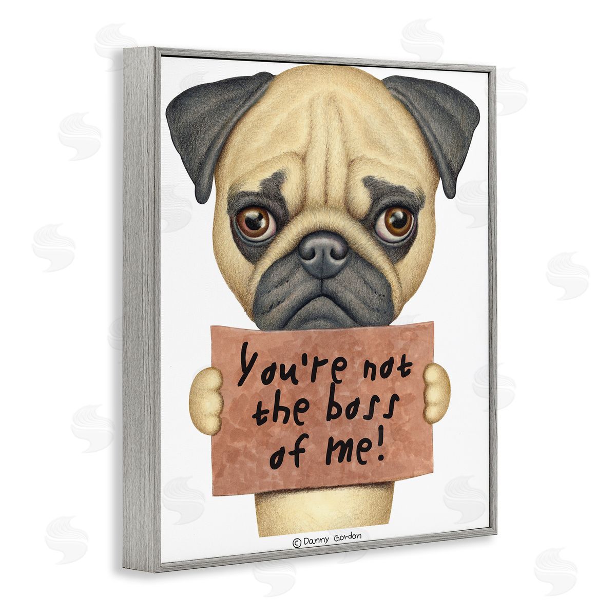 Not the Boss of Me Dog Phrase Grey Frame Print Wall Art, Home Decor by Danny Gordan