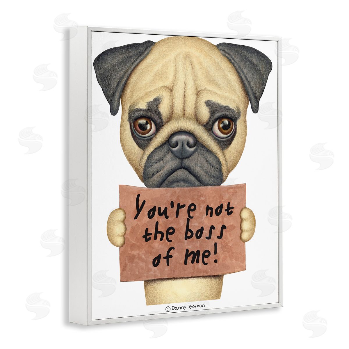 Not the Boss of Me Dog Phrase White Frame Print Wall Art, Home Decor by Danny Gordan