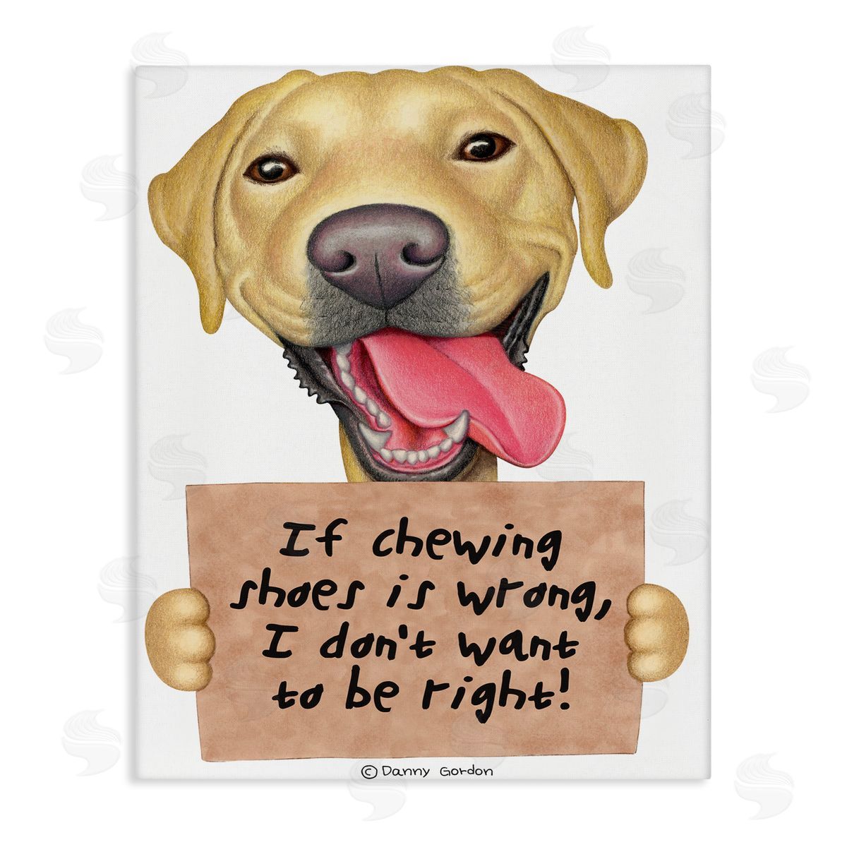 Chewing Shoes Funny Dog Phrase Canvas Wall Art, Home Decor by Danny Gordan